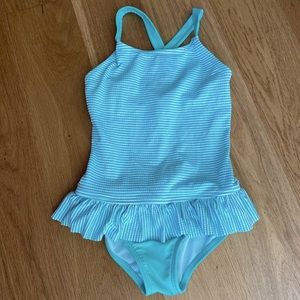 Ruffled Girls Swimsuit- Teal